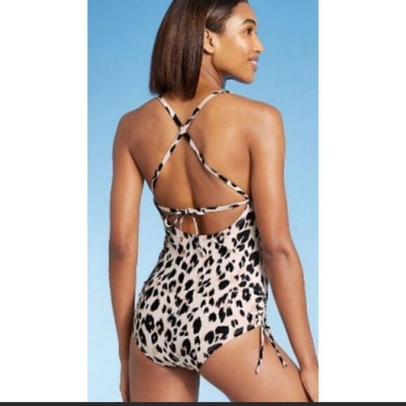 KONA SOL Swim Kona Sol One Piece Leopard Print Medium Coverage Swimsuit - Picture 3 of 4